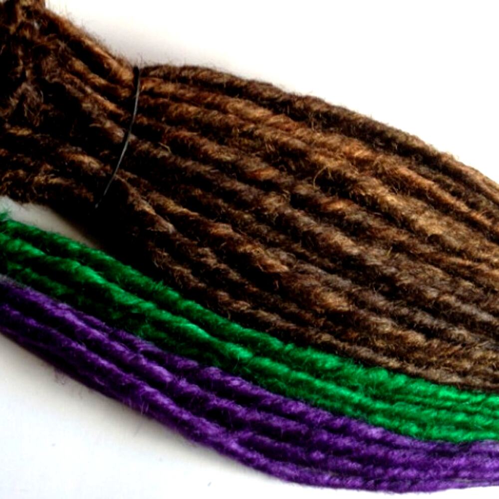 50 SE Brown Green Purple Dreads Dreadlocks Hair Extensions